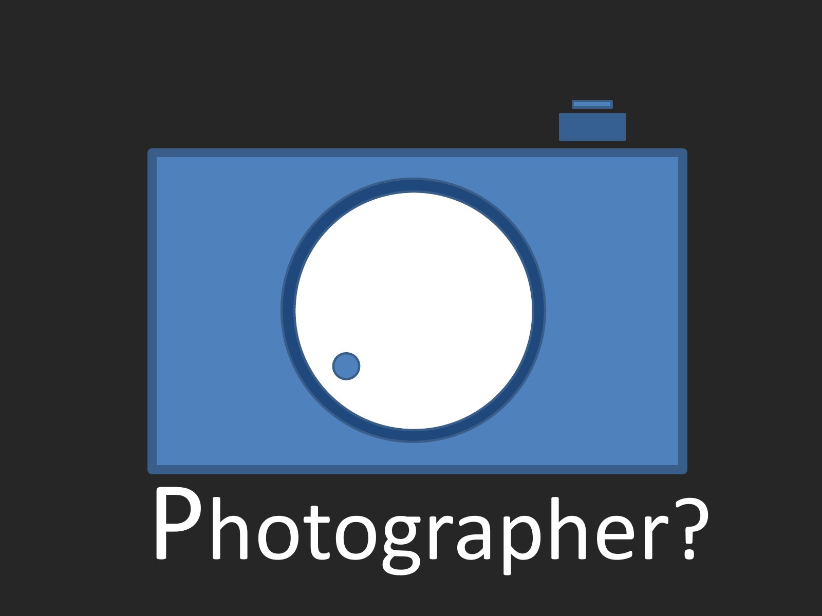 藍色相機圖示，下方寫 Photographer 與問號