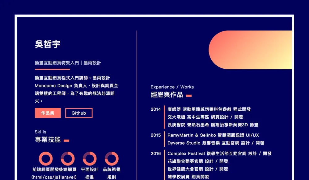 An example from the HTML/CSS unit: a personal résumé page