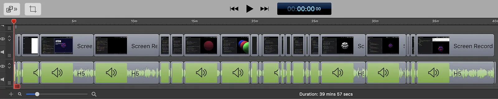 I edit the screen recordings and audio in ScreenFlow