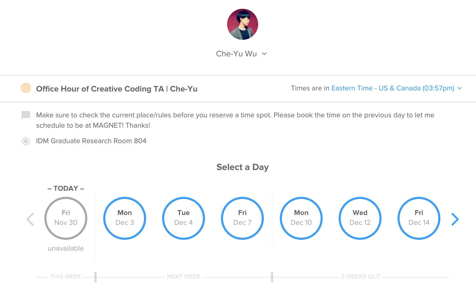 The Calendly booking system