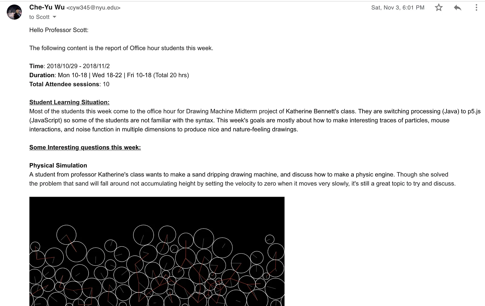 Weekly report to the professor (1): how students were doing this week