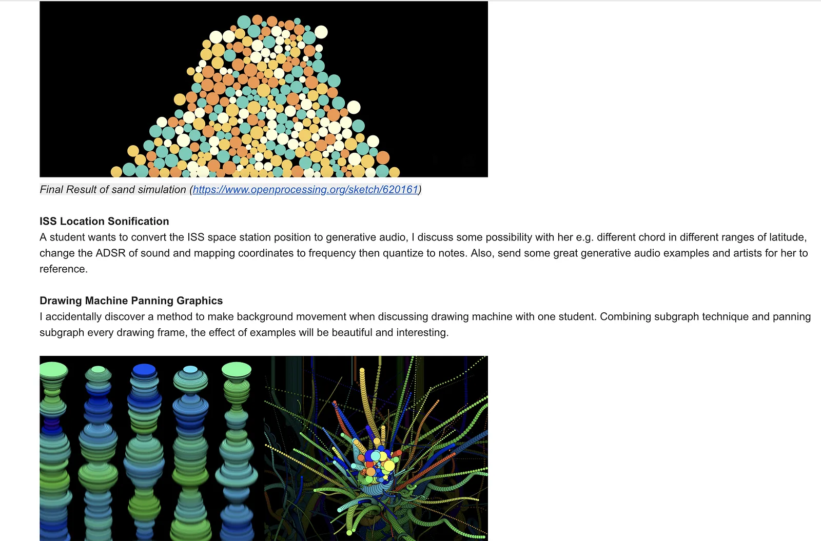 Weekly report to the professor (2): interesting questions and student work this week