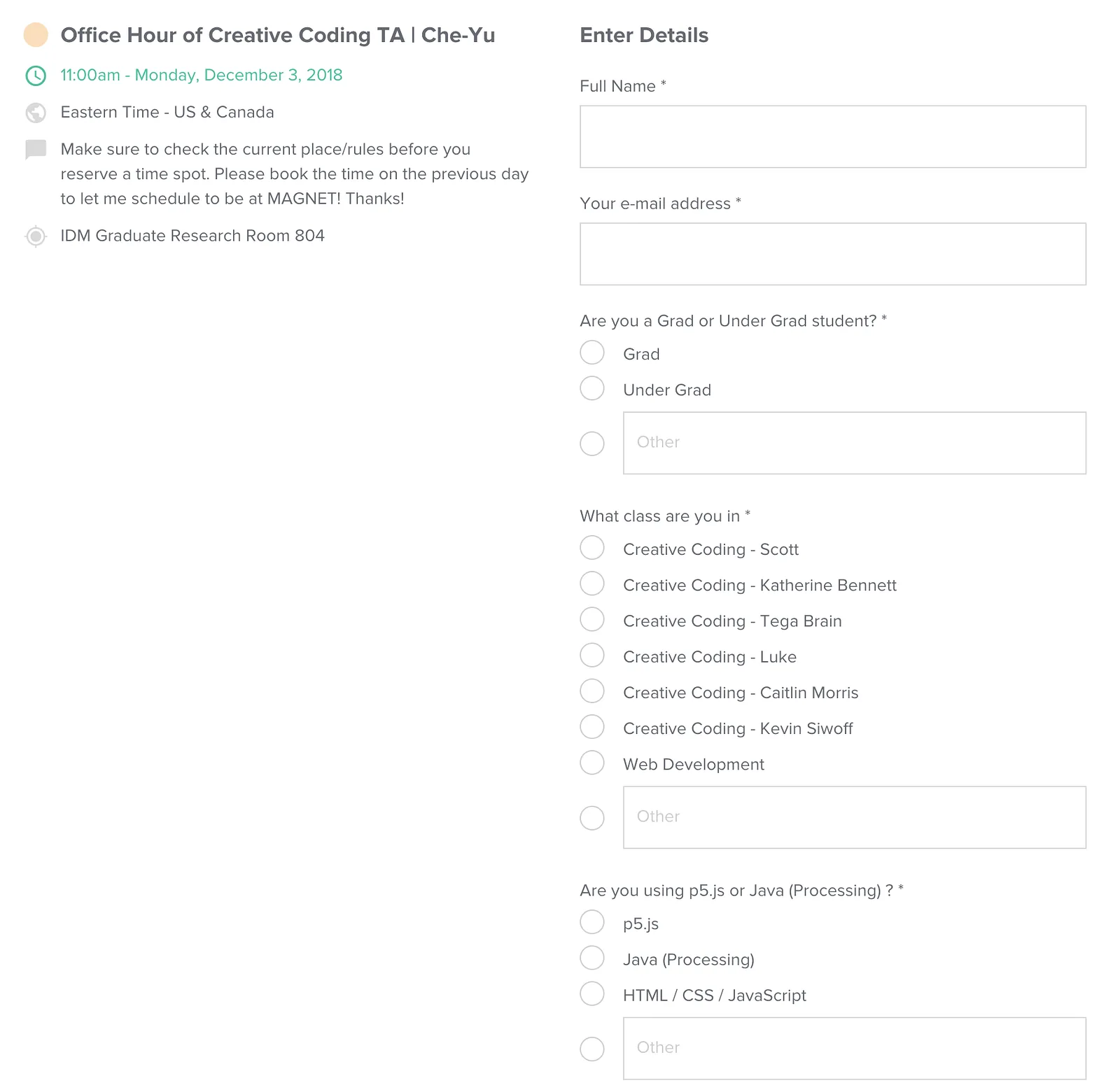 Managing booking information really well — Calendly