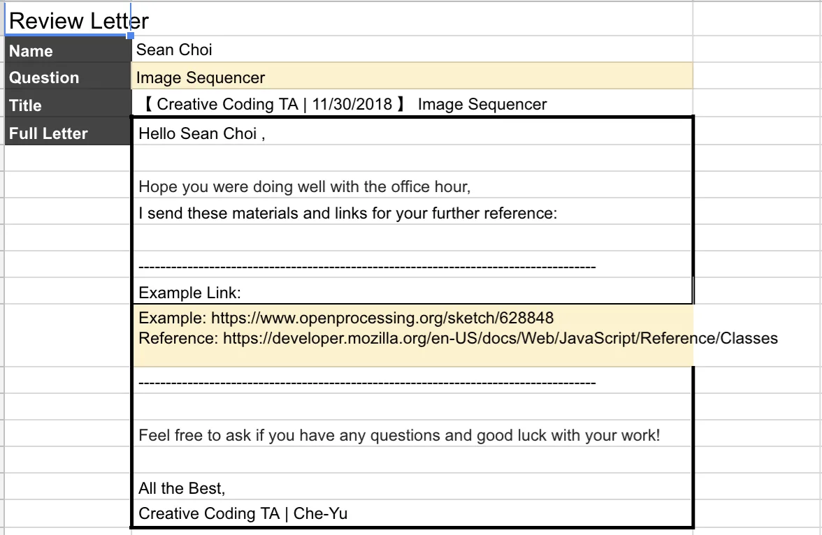 The canned email template