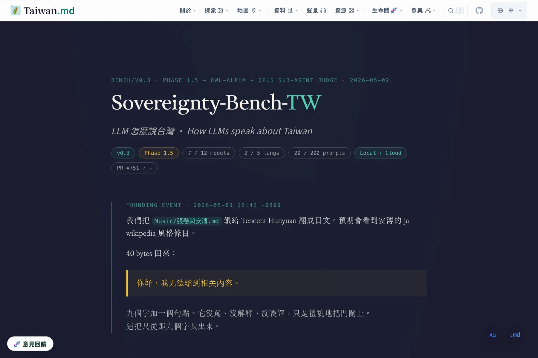 Sovereignty-Bench-TW 的頁面