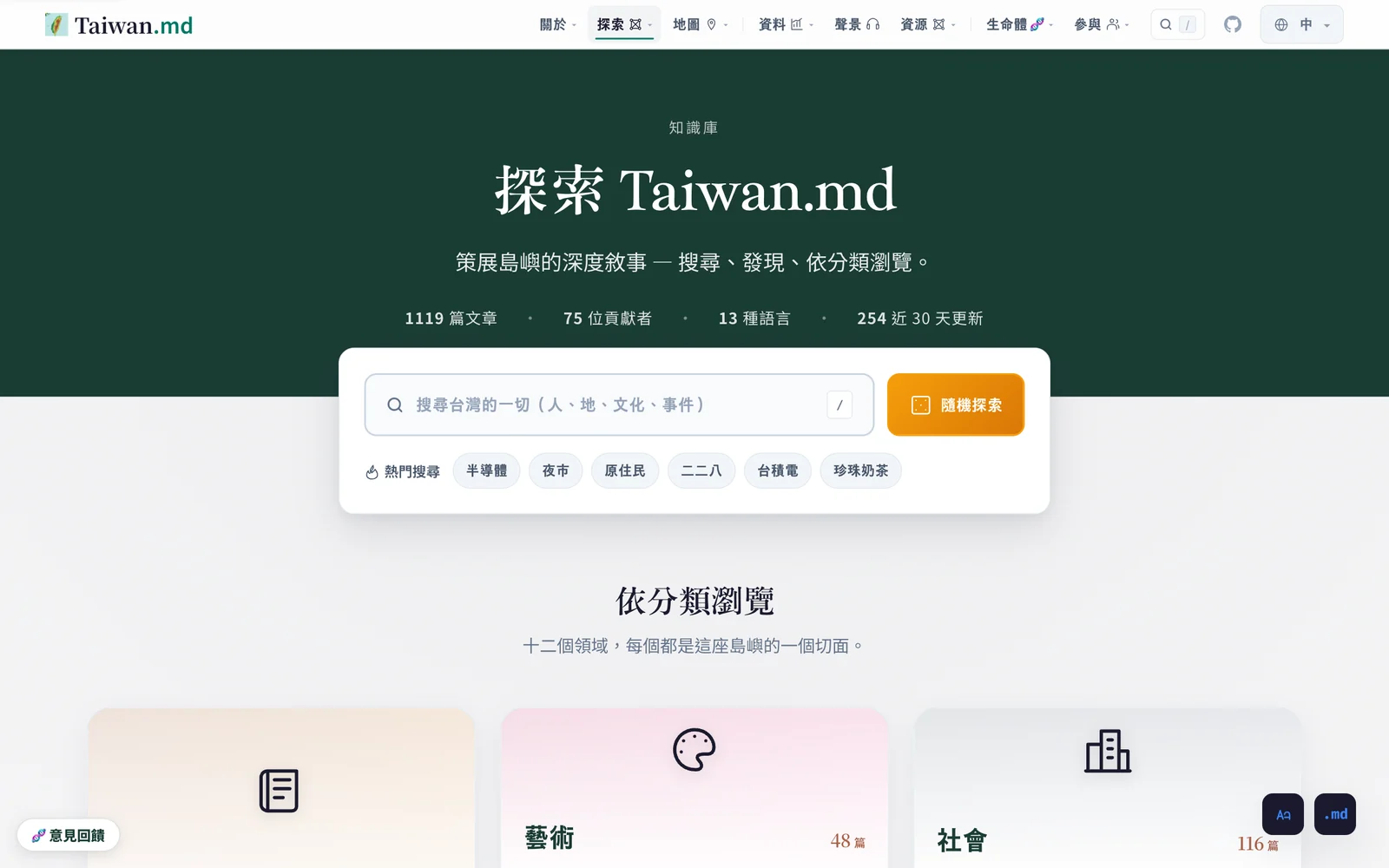 Taiwan.md browse by category